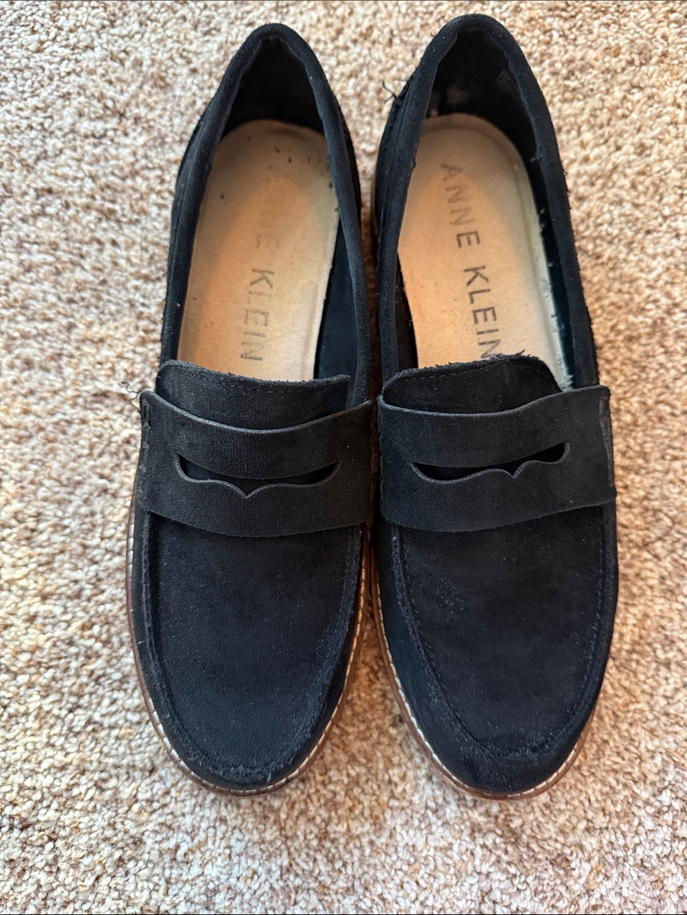 Anne Klein Black Suede Penny Loafers